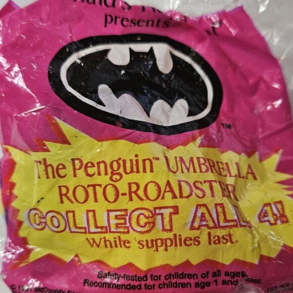 1991 McDonalds Batman Penguin Unbrella Roto Roadser New in Package - Picture 1 of 2